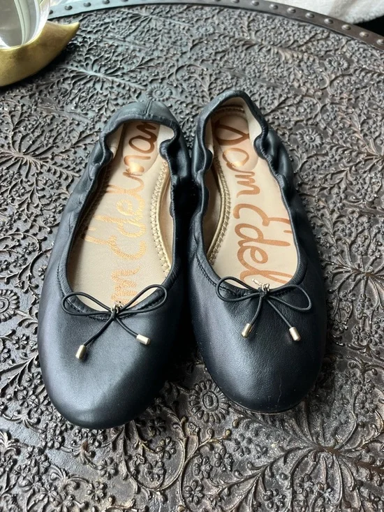 SAM EDELMAN FELICIA BLACK LEATHER BALLET FLATS 8 - Picture 6 of 9